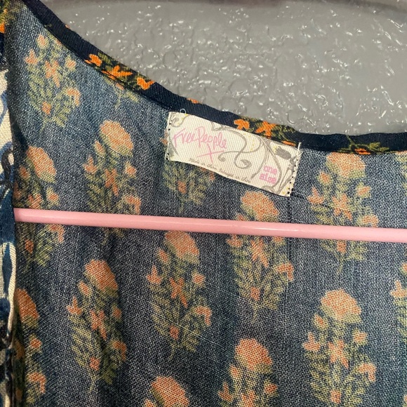 FREE PEOPLE LONG GEO PRINT KIMONO OS MULTICOLOR PATCHWORK BOHO NWOT - Picture 6 of 8